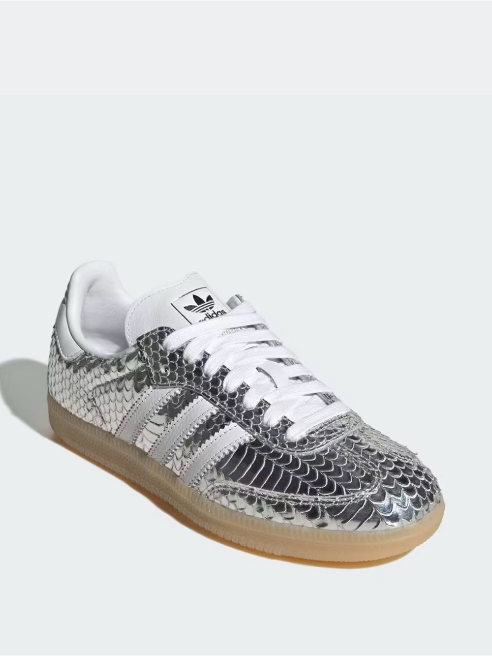 adidas Women's Silver Metallic Snake-Embossed Sneakers